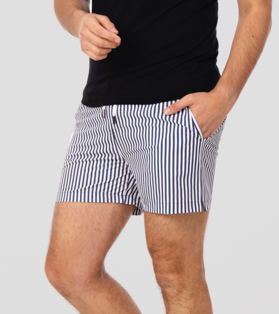 Traje de baño “rayas” azules con blanco hombre U Esenciales