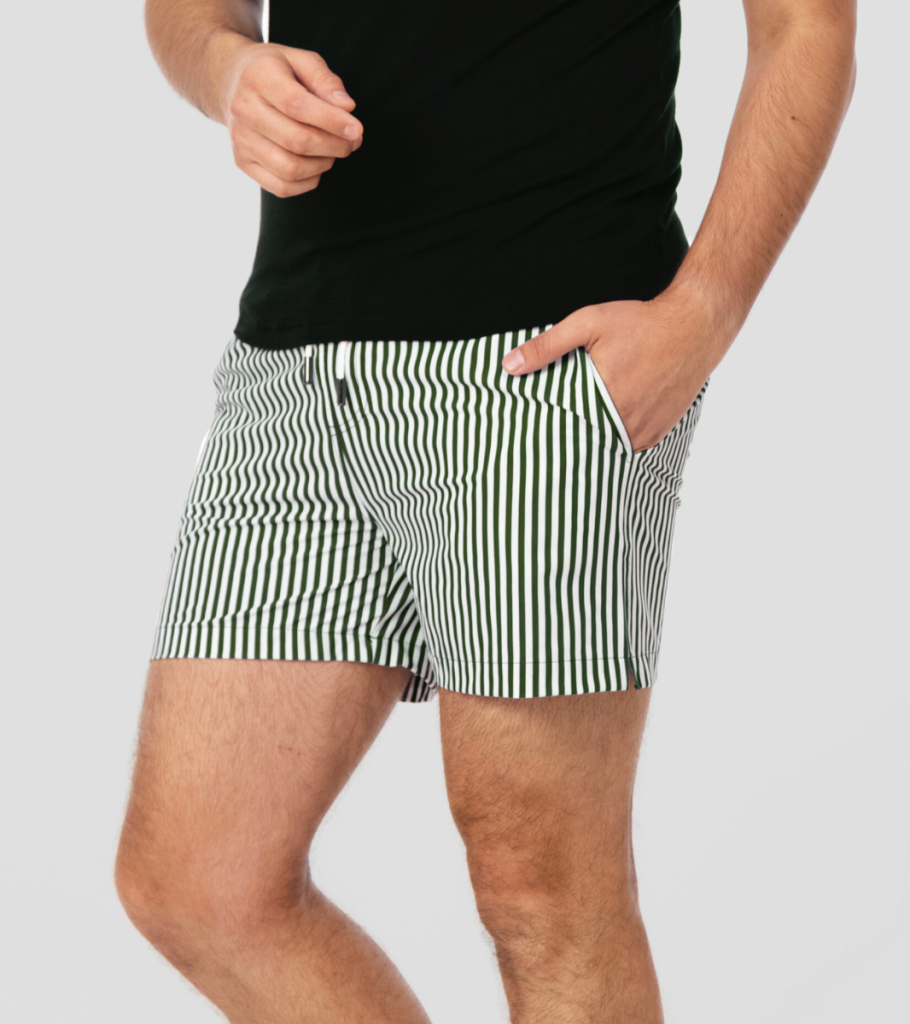 Traje de baño “rayas” verdes con blanco hombre U Esenciales
