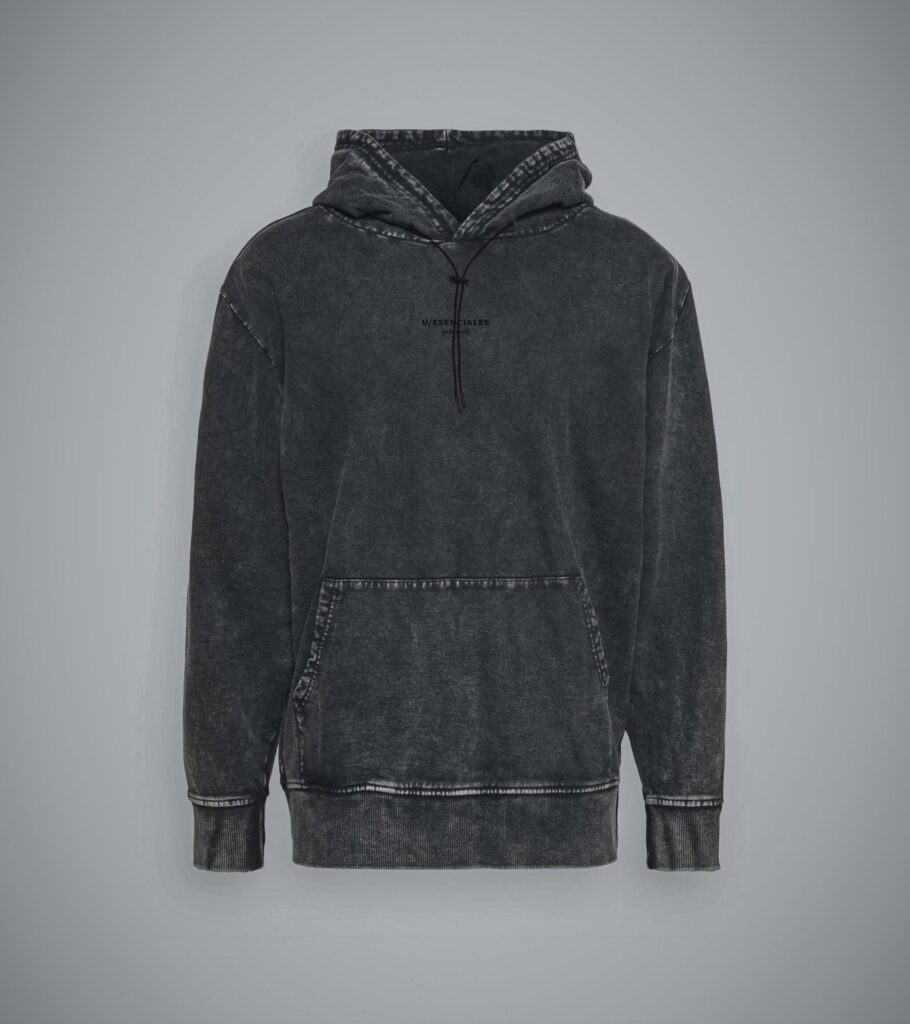 Poleron Oversize Negro Charcoal Washed Proyecto Viernes