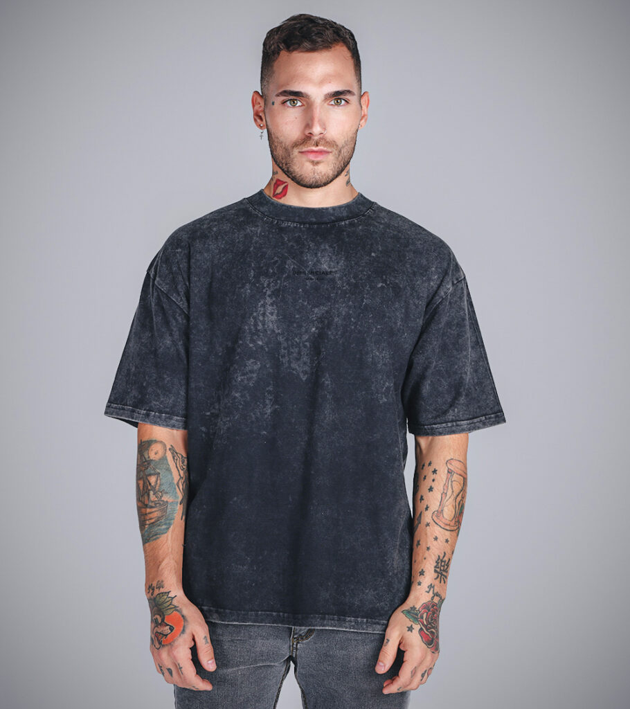 Polera Oversize Minimalista Charcoal Washed Esencial