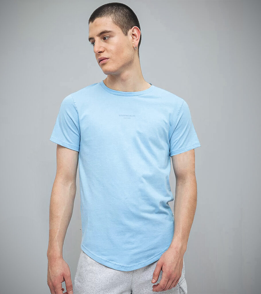 Polera Modern Minimalista Celeste Esencial