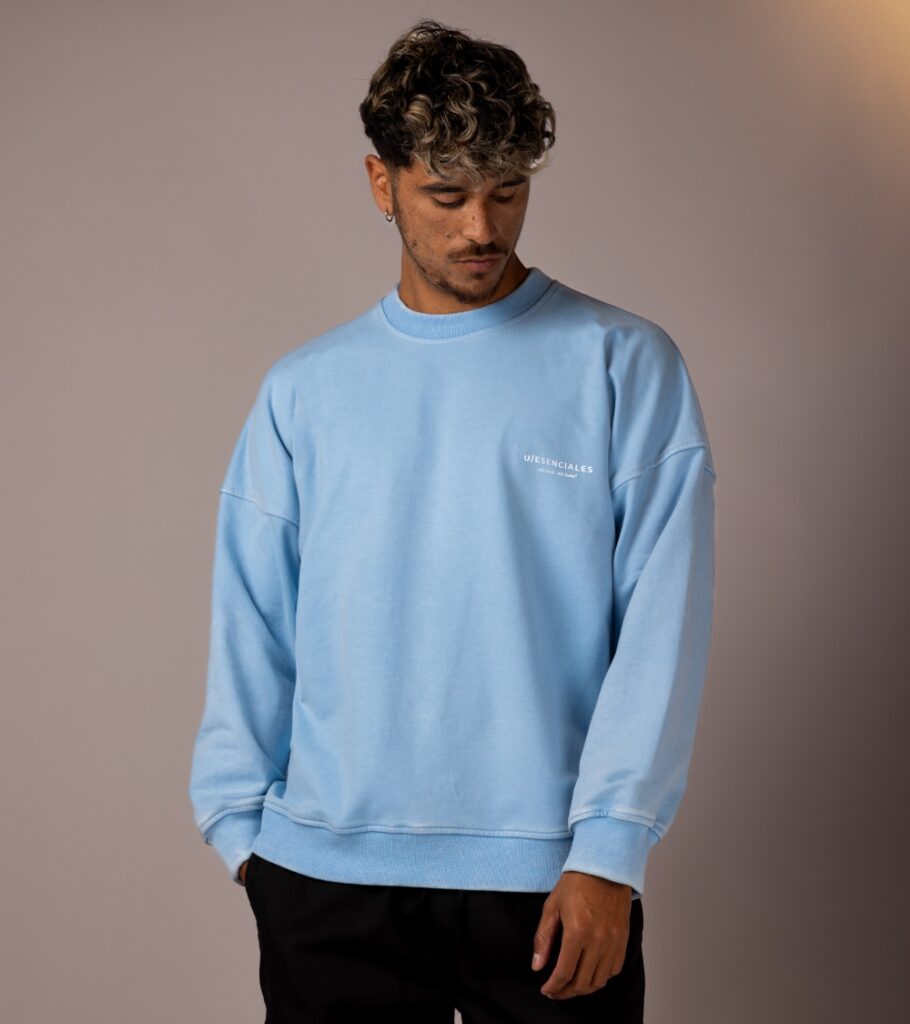 Poleron Basic Oversize Celeste frío Concepto Vintage